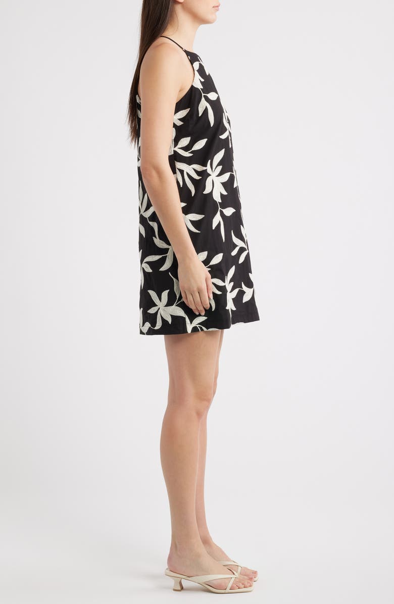 Halogen<sup>®</sup> Floral Embroidered A-Line Minidress, Alternate, color, Rich Black 060