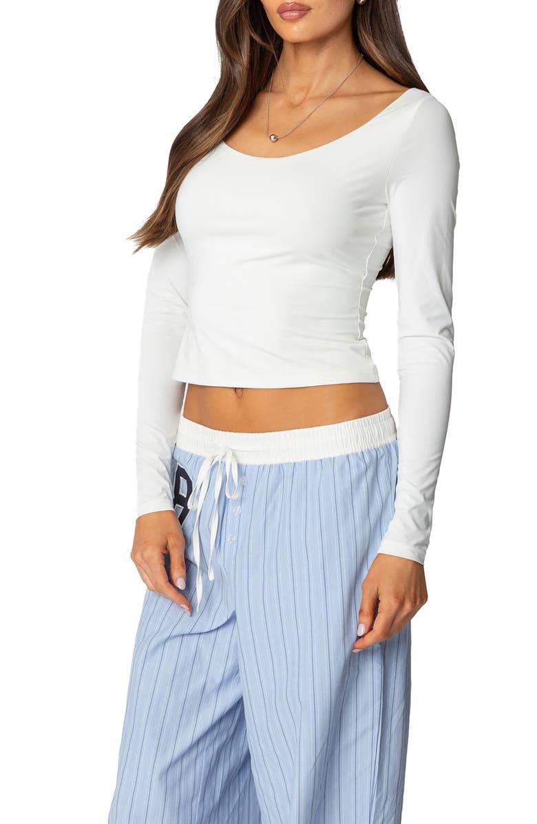 EDIKTED Millicent Scoop Neck T-Shirt, Alternate, color, White