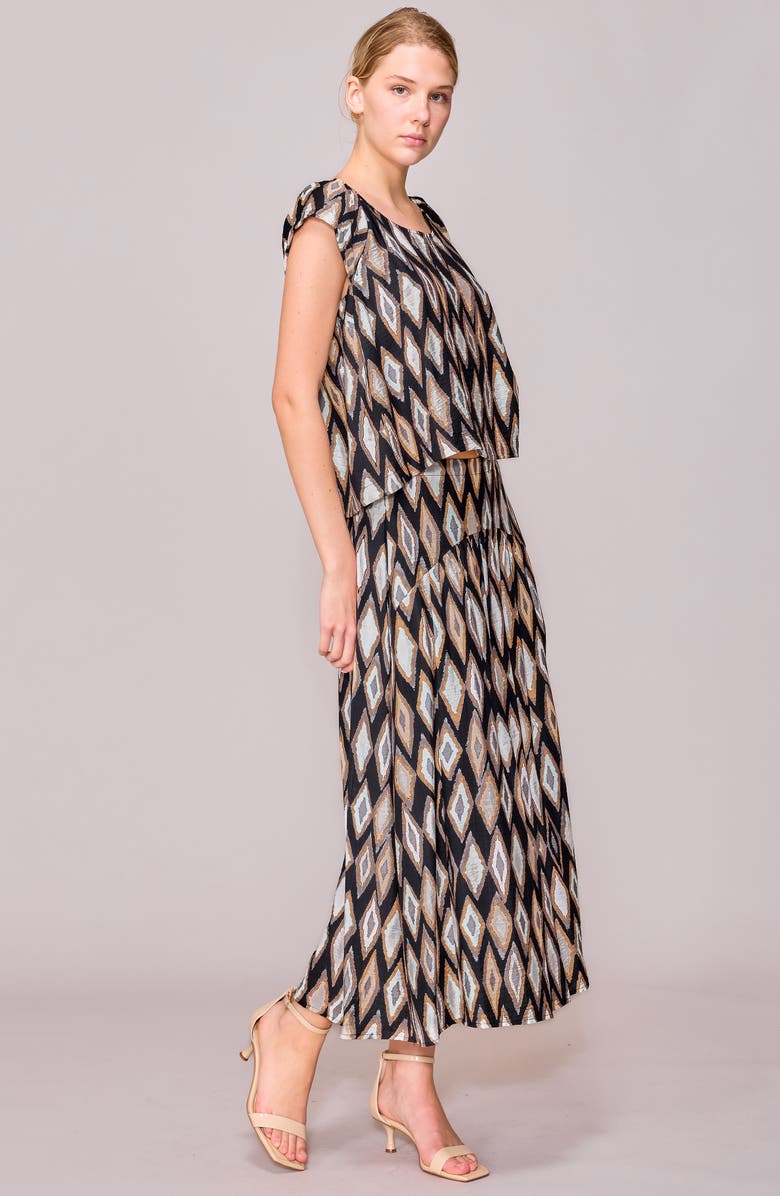 MELLODAY Geo Print Cap Sleeve Top, Alternate, color, Black Multi