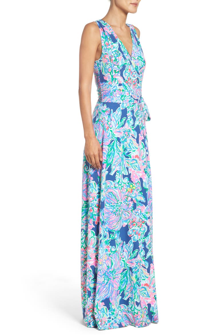 Delfina Wrap Maxi Dress, Alternate, color, INDIGO