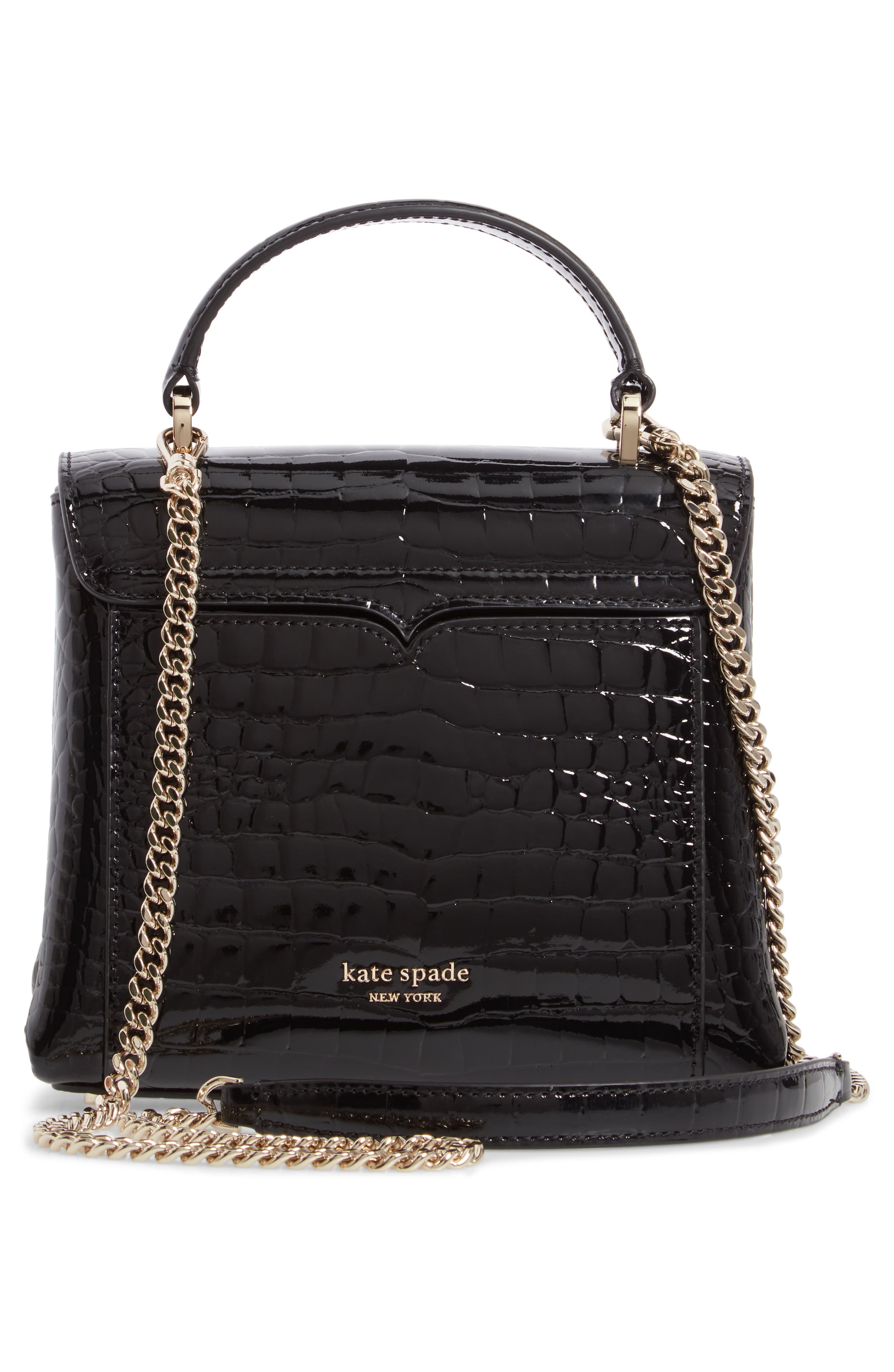 Kate Spade New York romy croc-embossed leather top handle bag, Alternate, color, 