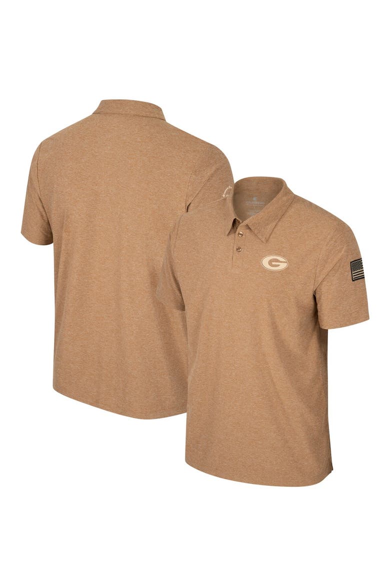 Men's Colosseum Khaki Georgia Bulldogs OHT Military Appreciation Cloud Jersey Desert Polo, Alternate, color, Khaki
