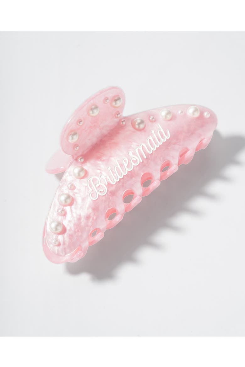 Bridesmaid Pink Pearl Claw Clip, Alternate, color, Pink
