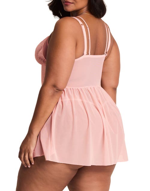 Adore Me Stevie Babydoll & G-string Set Lingerie In Pink