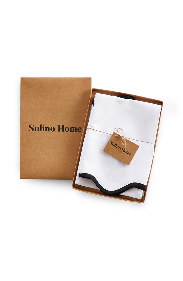Solino Home Linen Dinner Napkins - Giselle Scallop Edge, 20 Round, Alternate, color, Black And White