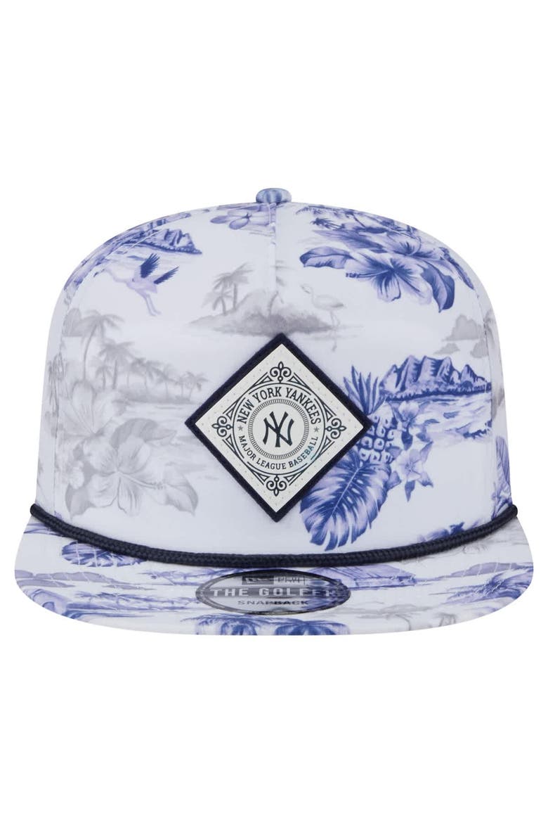 Men's New Era White New York Yankees Printed Island Golfer Snapback Hat, Alternate, color, White