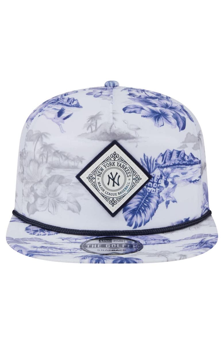 New Era Men's New Era White New York Yankees Printed Island Golfer Snapback Hat, Alternate, color, White