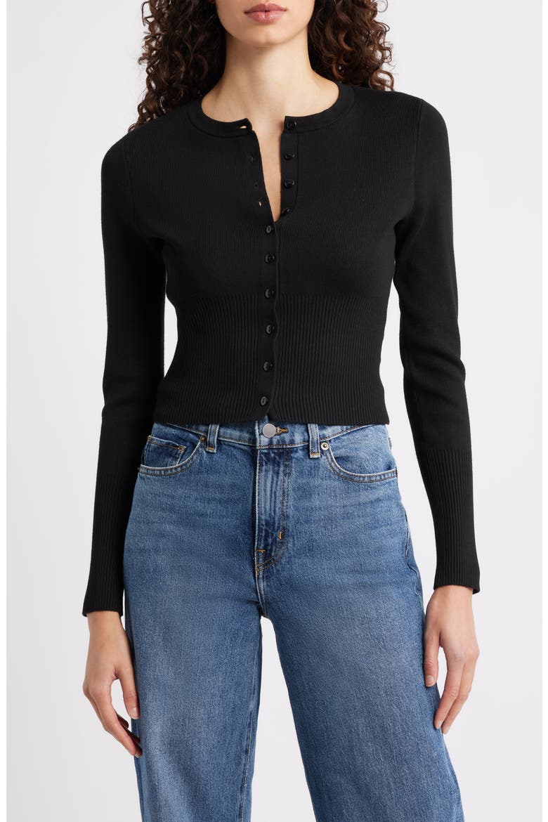 Mae Trim Fit Cardigan, Main, color, BLACK