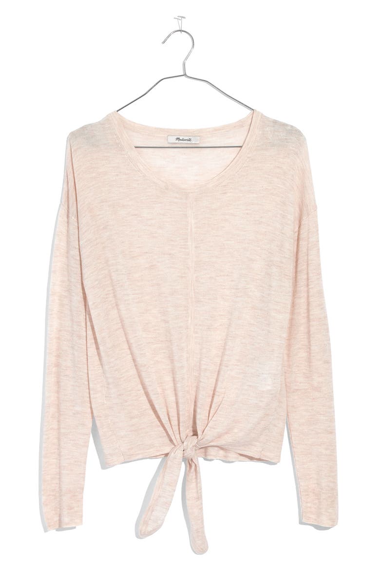 Modern Tie Front Sweater, Alternate, color, HEATHER VANILLA