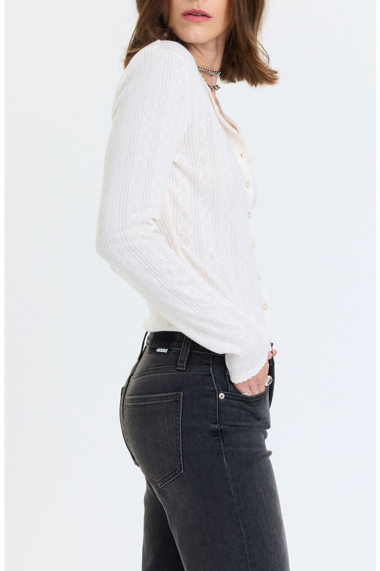 Stargazer Pointelle Knit Button Front Cardigan, Alternate, color, CLOUD DANCER