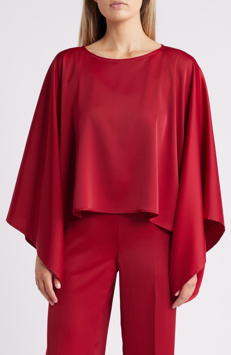 Anne Klein Cape Sleeve Satin Top, Main, color,