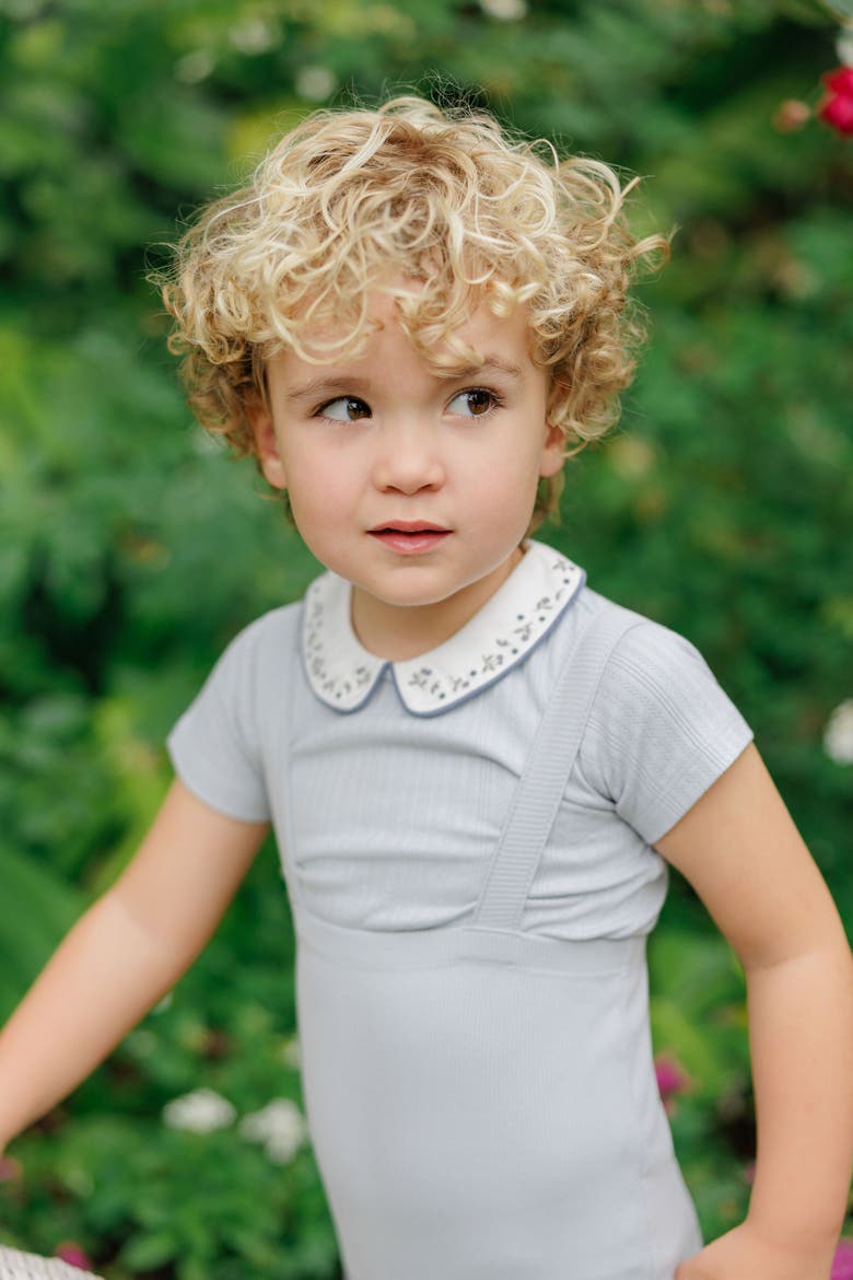 Embroidered Collar Collection - T-shirt and Overalls, Alternate, color, Blue