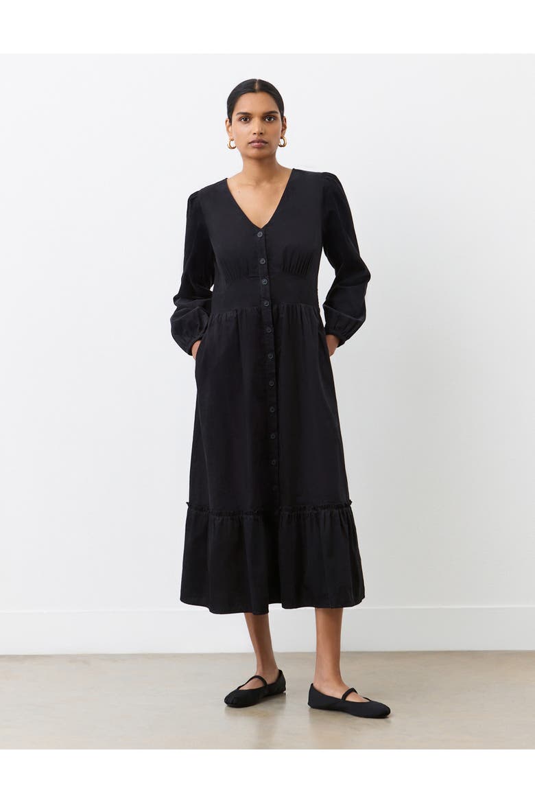 Arizona Long Sleeve Corduroy Midi Dress, Main, color, Black