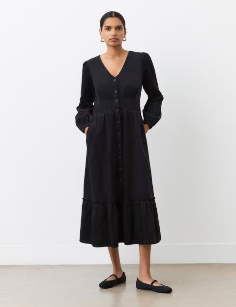 Arizona Long Sleeve Corduroy Midi Dress