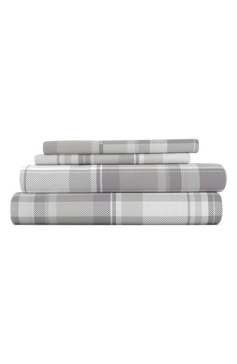 HOME SPUN Premium Ultra Soft Plaid 4-Piece Flannel Bed Sheet Set