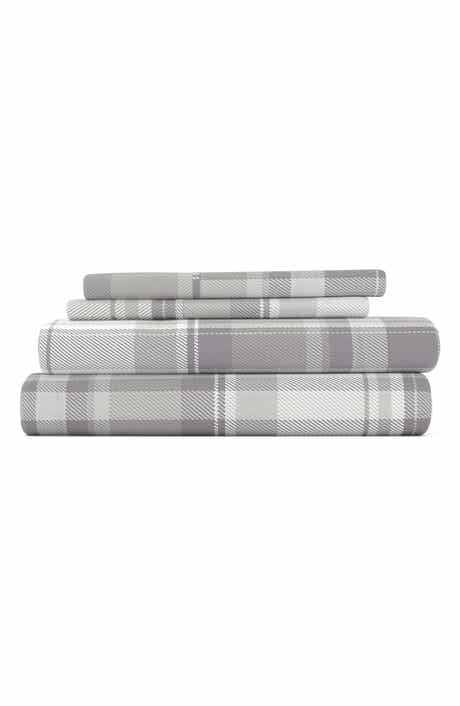 HOMESPUN HOME SPUN Premium Ultra Soft Plaid 4-Piece Flannel Bed Sheet Set