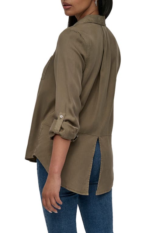 Dkny Jeans Tencel® Lyocell Chambray Button-up Shirt In Green