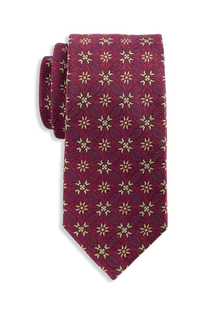 Oak Hill Premium by DXL Medallion Silk Tie, Main, color, Burgundy