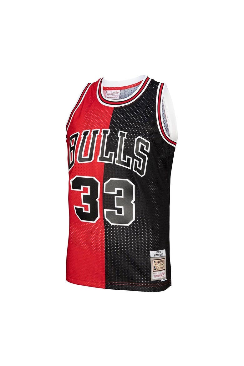 Men's Mitchell & Ness Scottie Pippen Red/Black Chicago Bulls Hardwood Classics 1997/98 Split Swingman Jersey, Alternate, color, Red