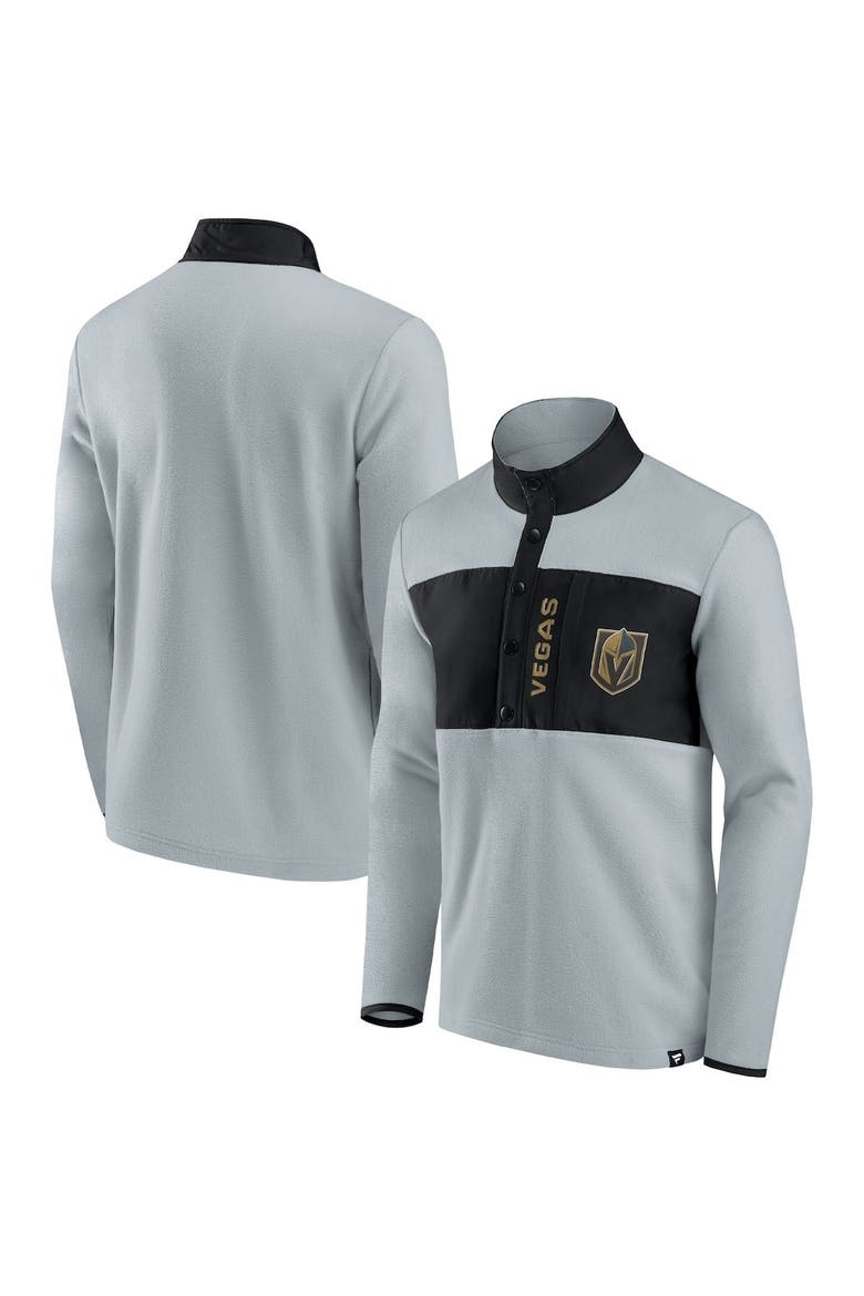 Men's Fanatics Branded Gray/Black Vegas Golden Knights Hockey Polar Fleece Quarter-Snap Jacket, Main, color, Gray