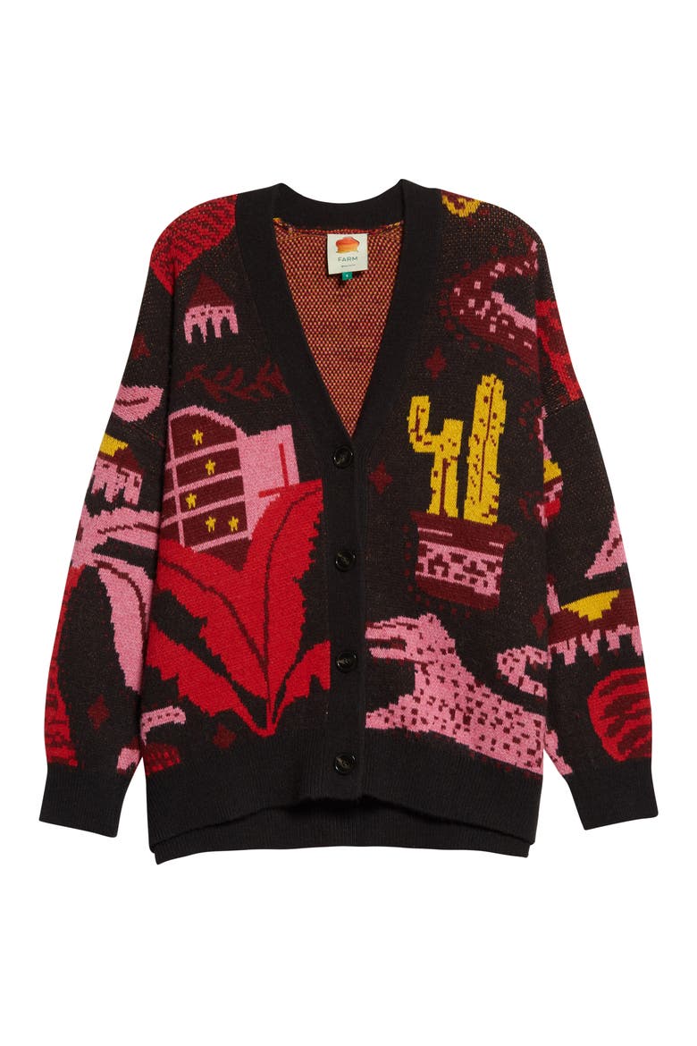 Black Tropical Magic Cardigan, Alternate, color, BLACK