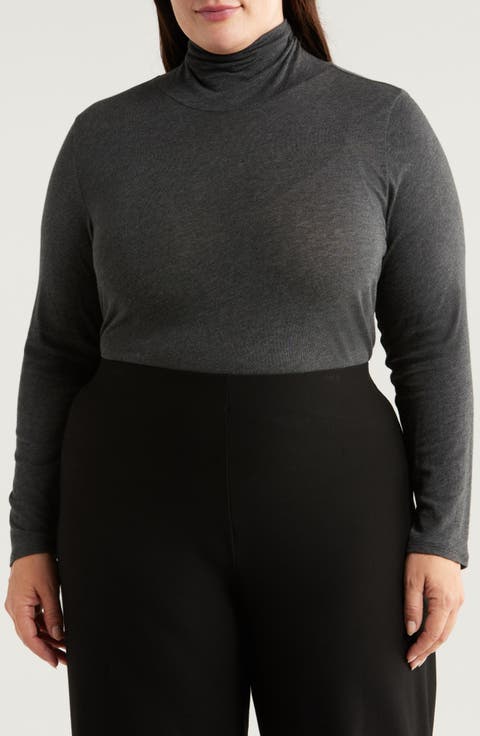 Long Sleeve Turtleneck Top (Plus)