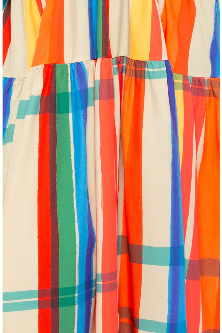 Plaid Long Sleeve Tiered Shirtdress, Alternate, color, RUST MULTI