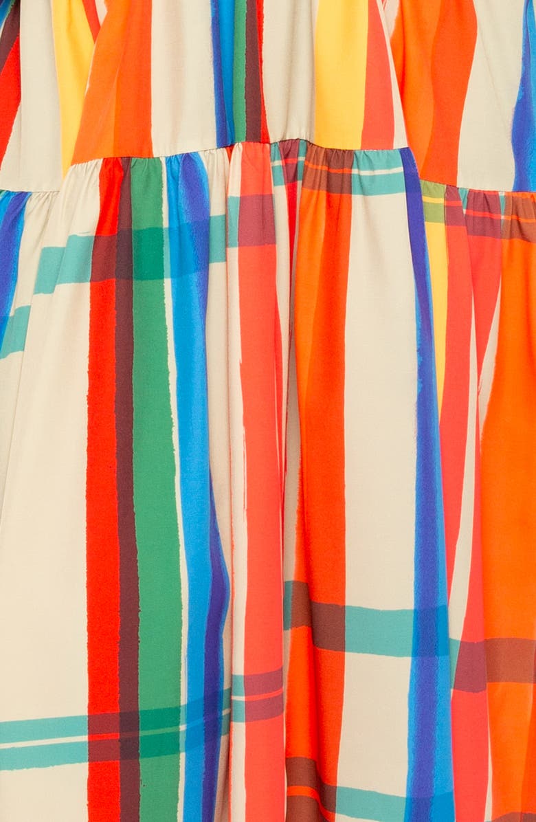 BUXOM COUTURE Plaid Long Sleeve Tiered Shirtdress, Alternate, color, Rust Multi