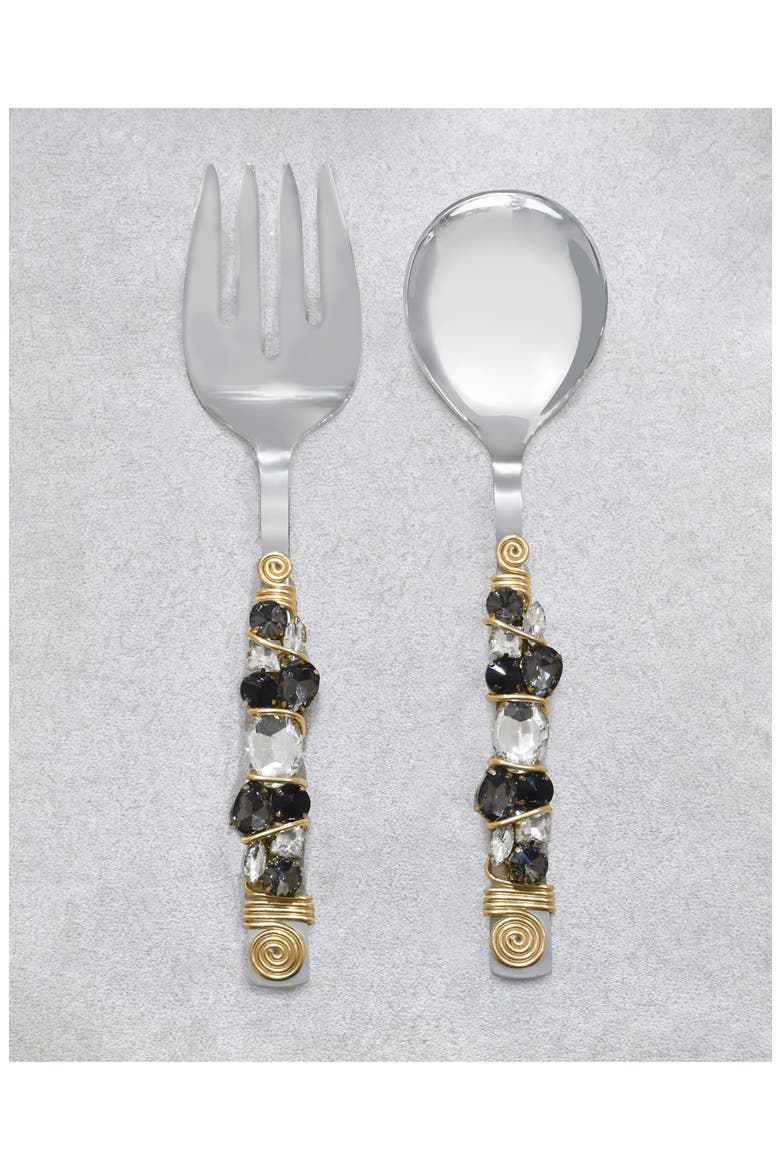 Embellished Radiance Constellation 2-Piece Salad Serving Set, Alternate, color, BLACK
