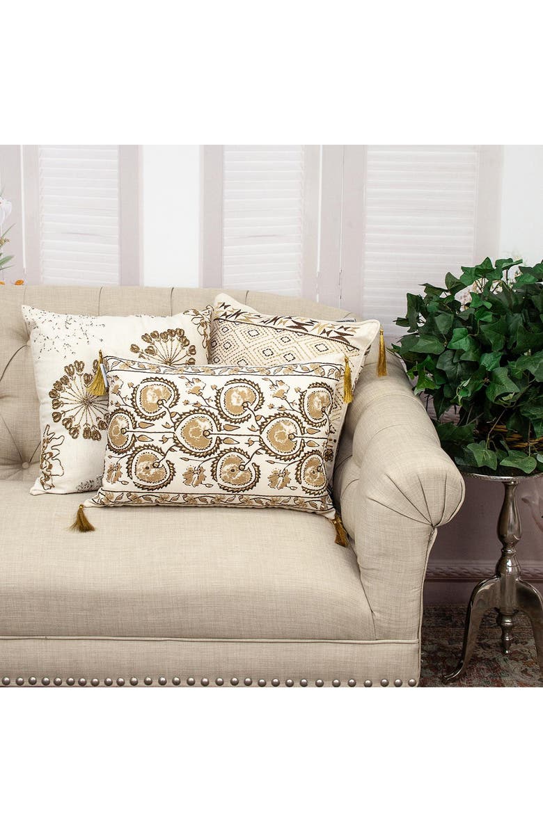 PARKLAND COLLECTION Periwinkle Beaded Accent Pillow, Alternate, color, Beige