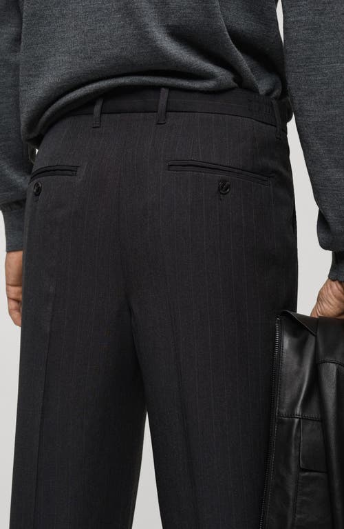 Mango Regular Fit Pleated Pants In Dark Heather Grey