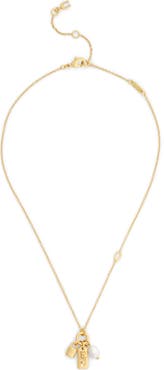 COACH Faux Pearl Charm Cluster Pendant Necklace