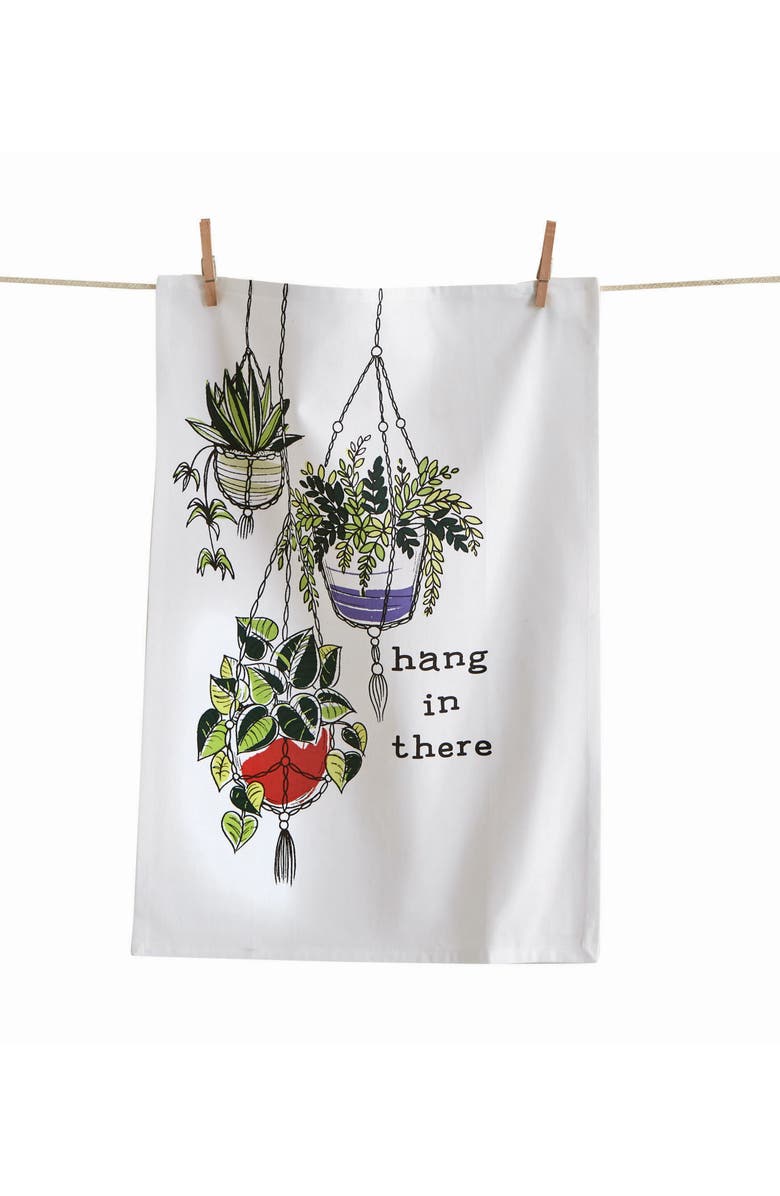 tag Hang In There White Cotton Dishtowel for Kitchen Cleaning, Main, color, Multicolored