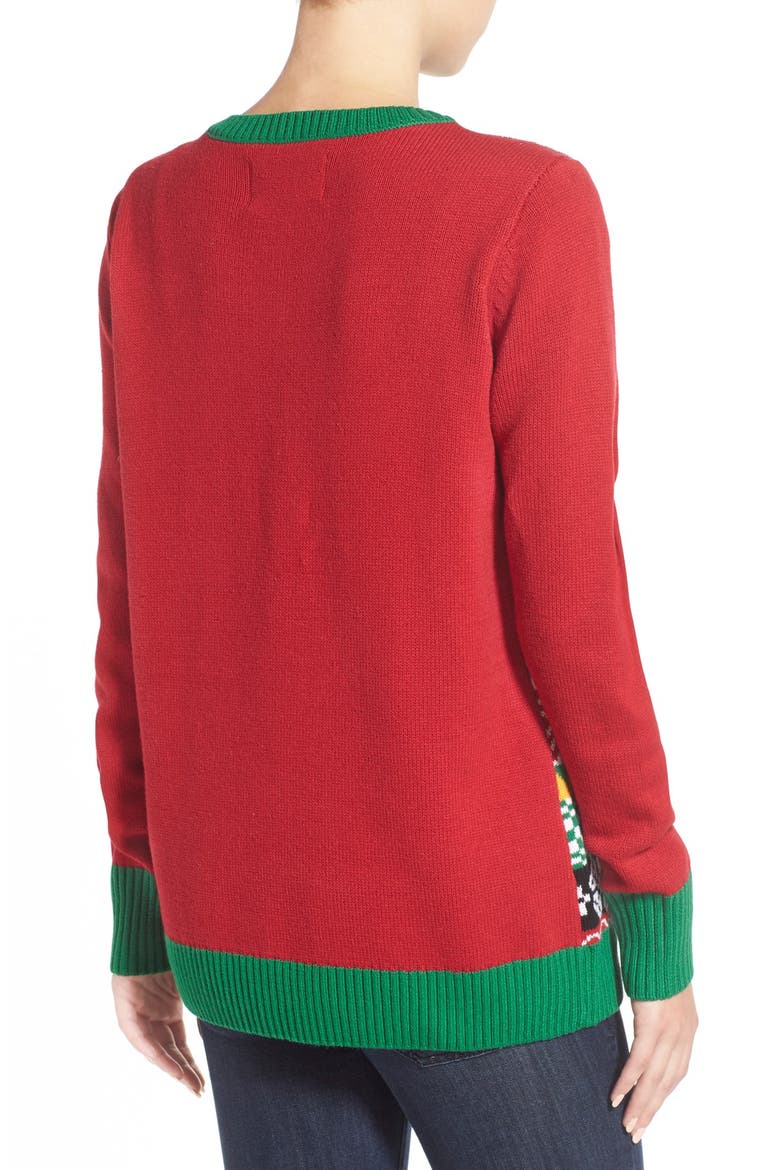 'Penguin' Light-Up Fair Isle Knit Sweater, Alternate, color, CAYENNE