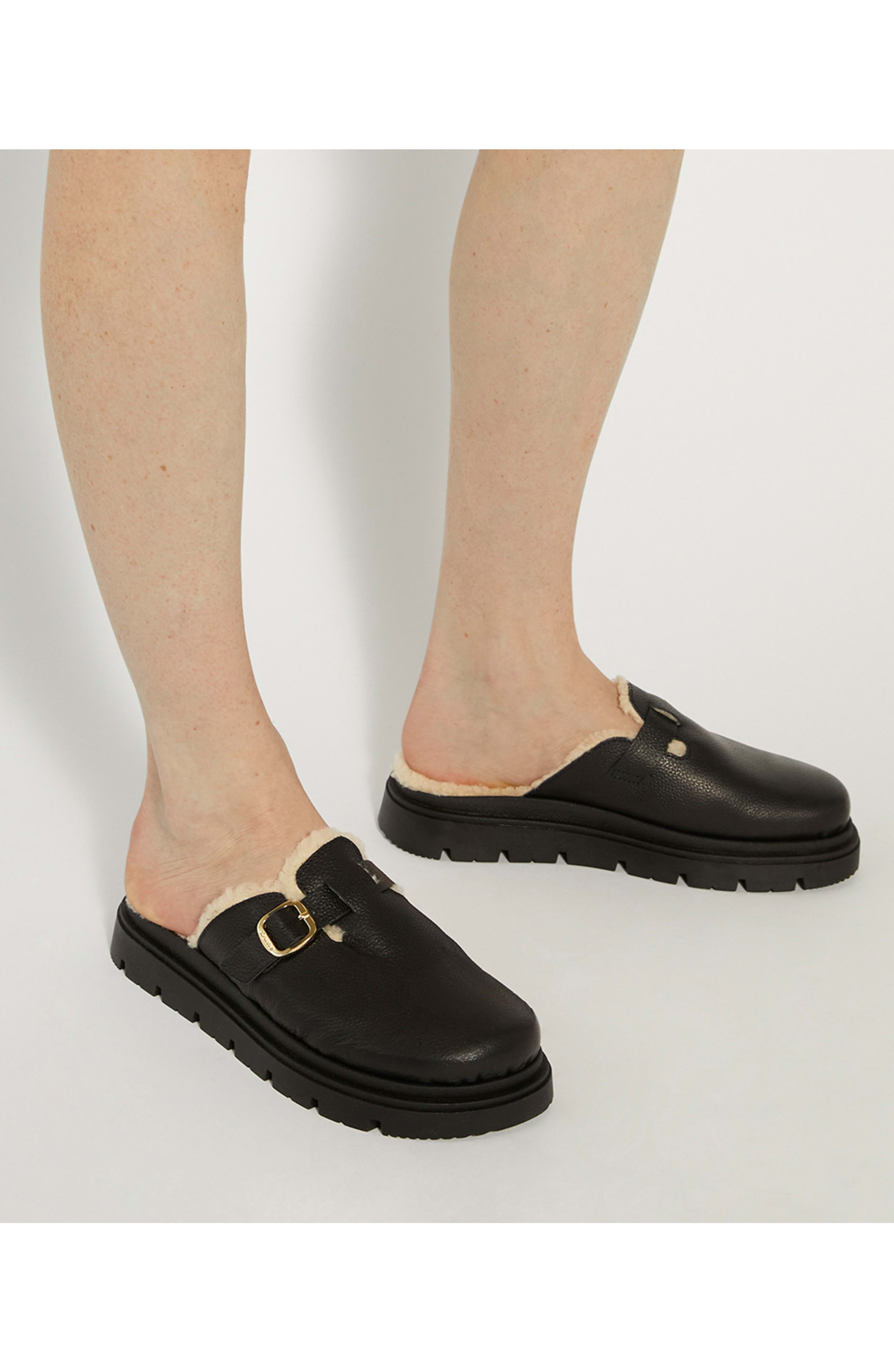 Dune London Gene Faux Shearling Slipper, Alternate, color, Black