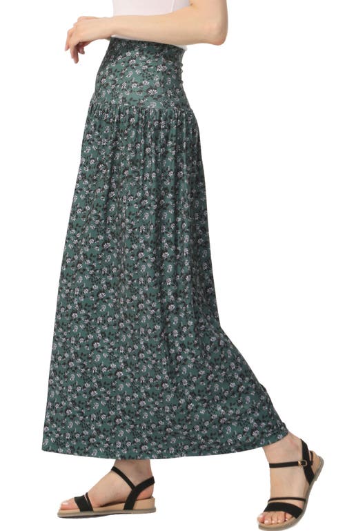 Kimi & Kai Women's Tiered Pull On Maxi Skirt In Green