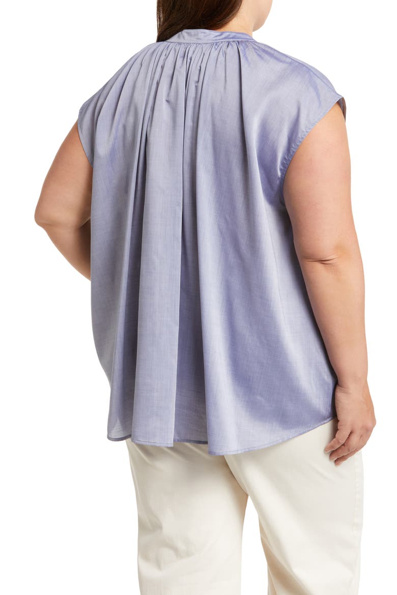 Finch Cotton Popover Top, Alternate, color, ICE BLUE
