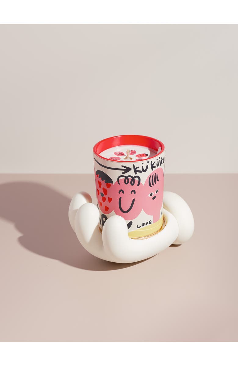 WEKUKU Mood White Tea Scented Candle & Holder Gift Set, Alternate, color, Pink