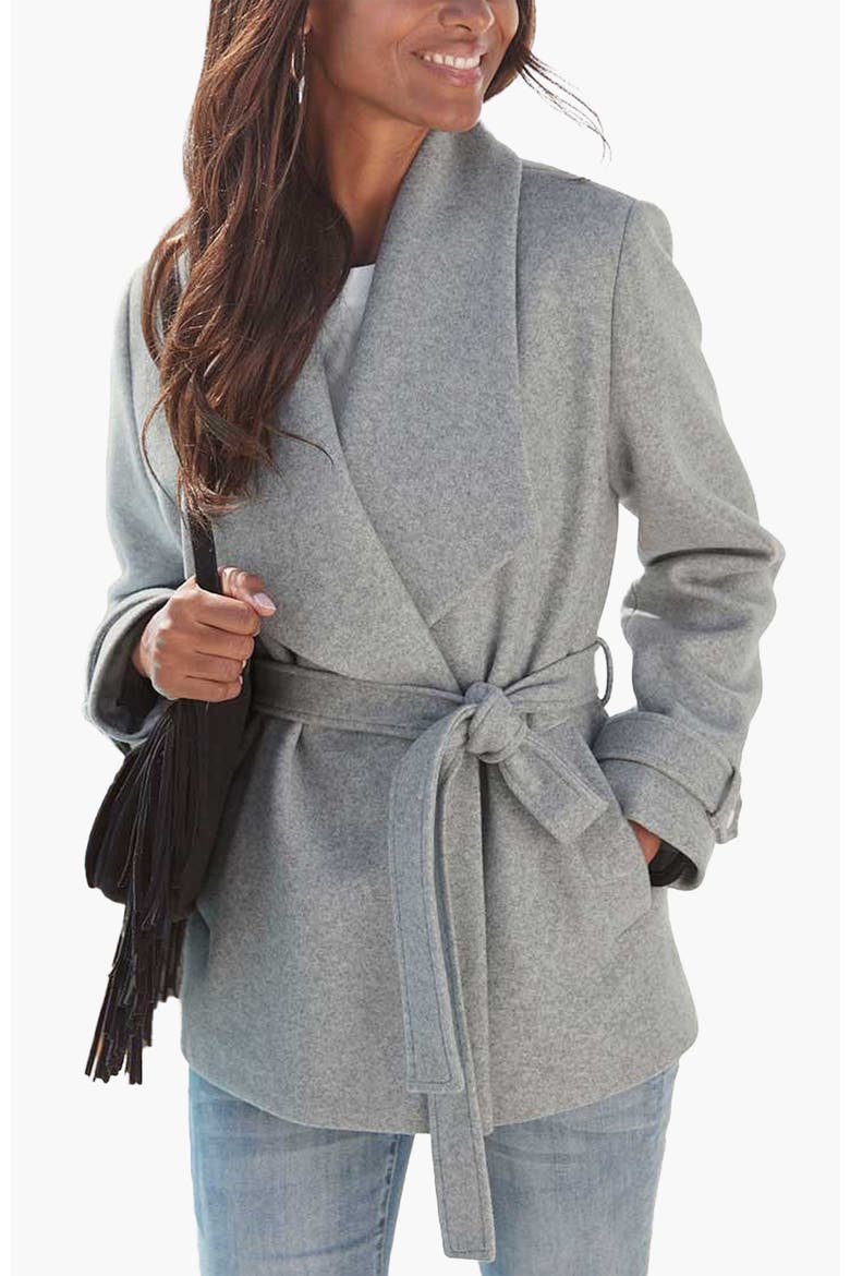 Short Belted Coat, Main, color, Grey-Mottled