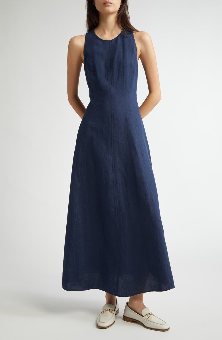 Eleventy Sleeveless Linen Dress, Main, color, Dark Blue