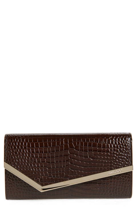 Emmie Croc Embossed Leather Clutch