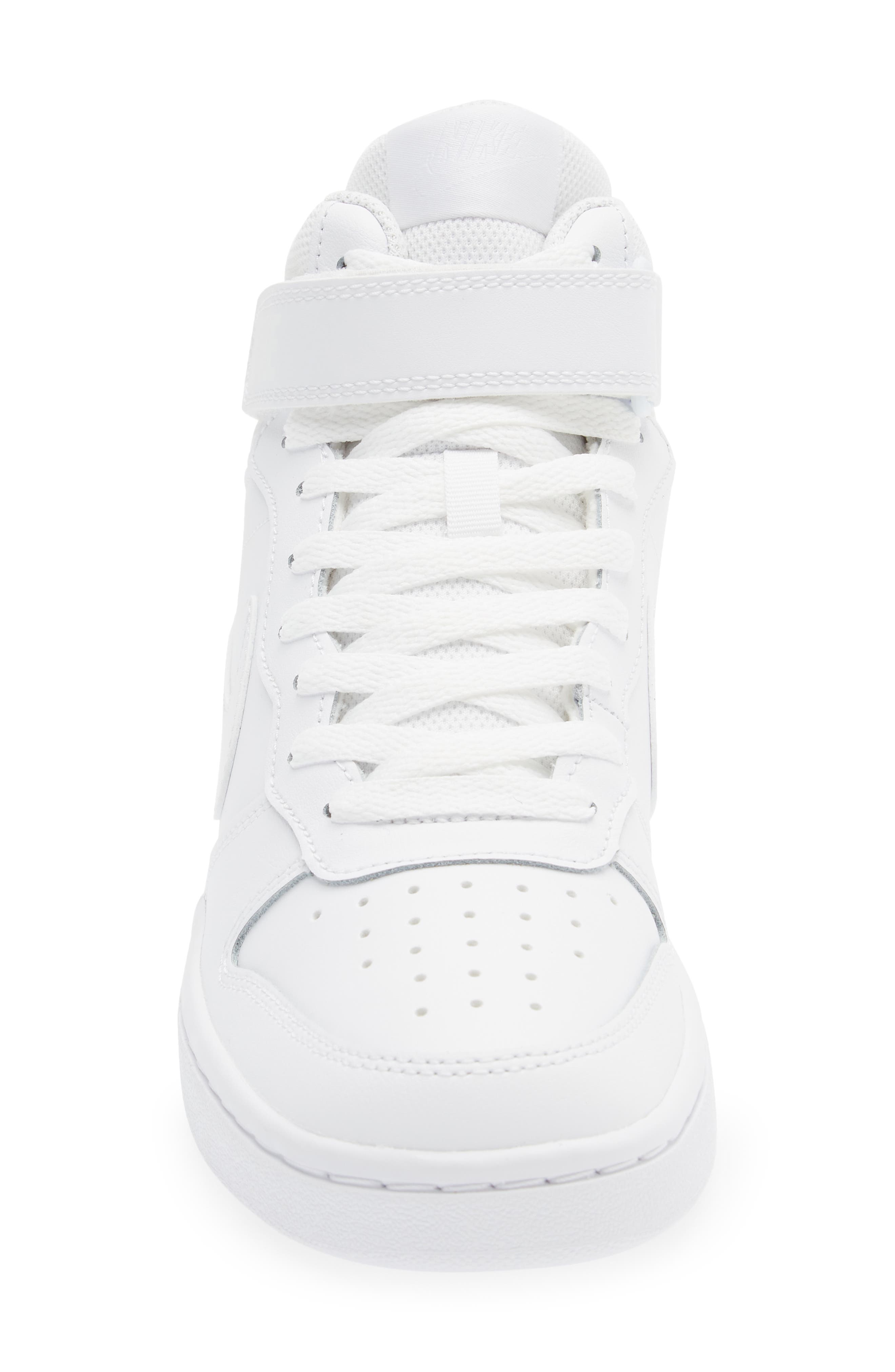 Nike Kids' Court Borough Mid 2 Basketball Shoe, Alternate, color, 100 White/White