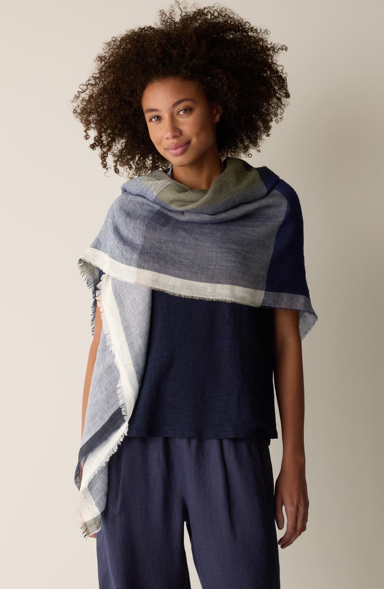 Eileen Fisher Colorblock Scarf, Alternate, color, Ink