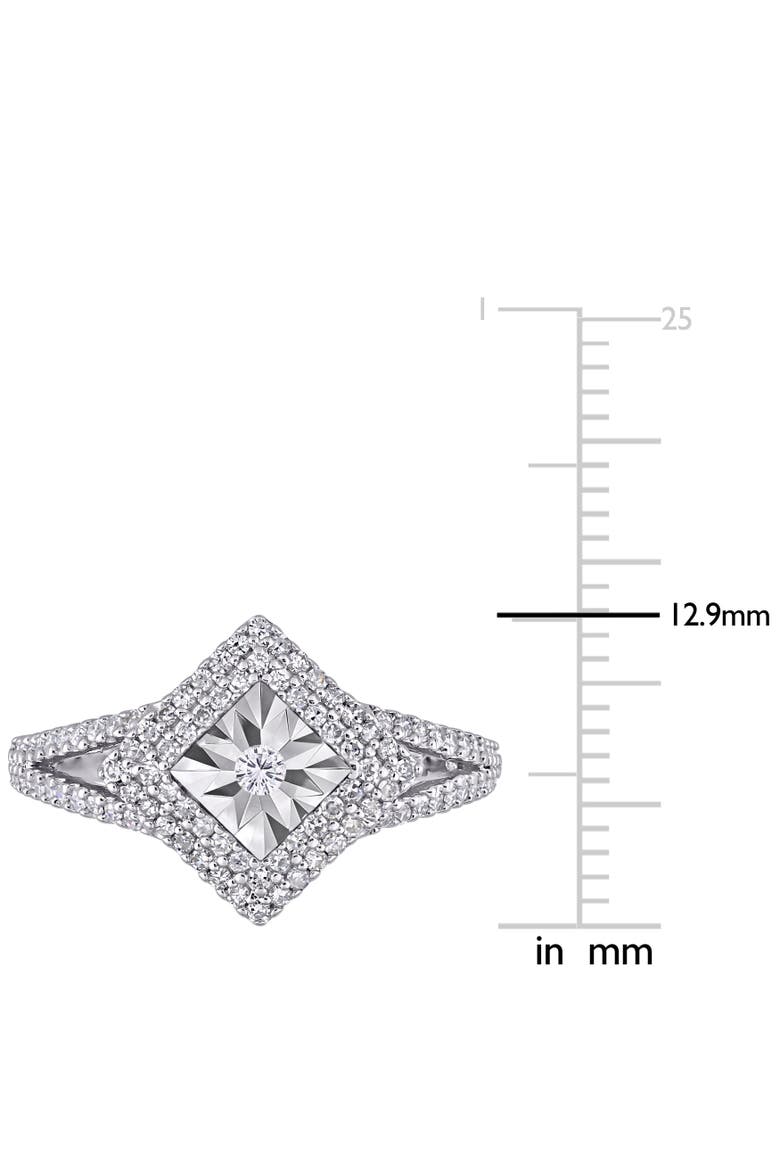 Diamond Halo Split Shank Ring, Alternate, color, Sterling Silver