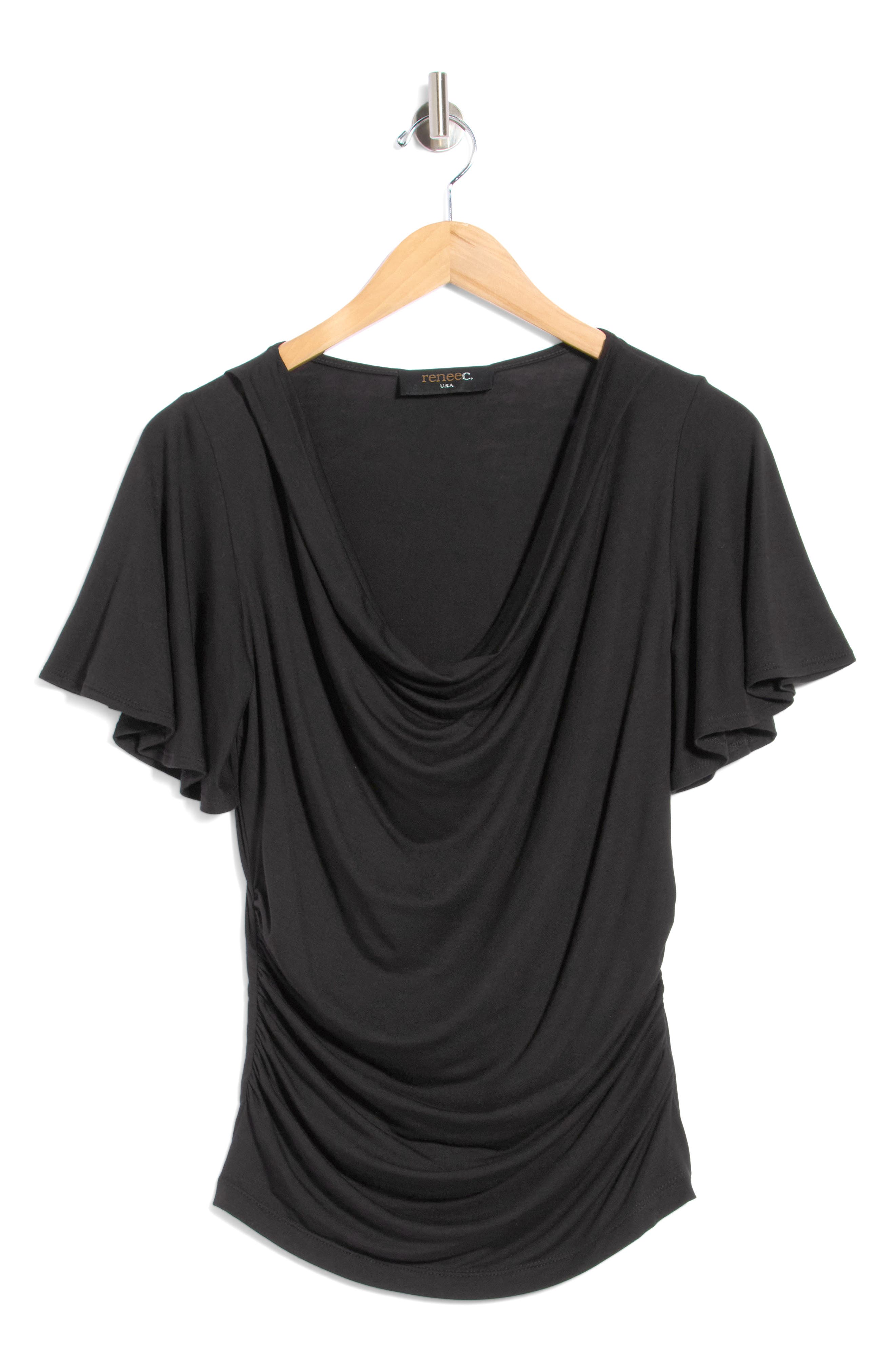 Flutter Sleeve Cowl Neck Top