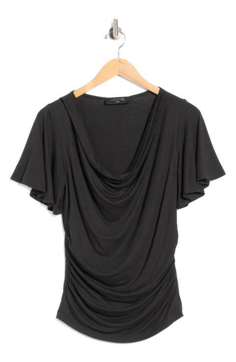 Flutter Sleeve Cowl Neck Top