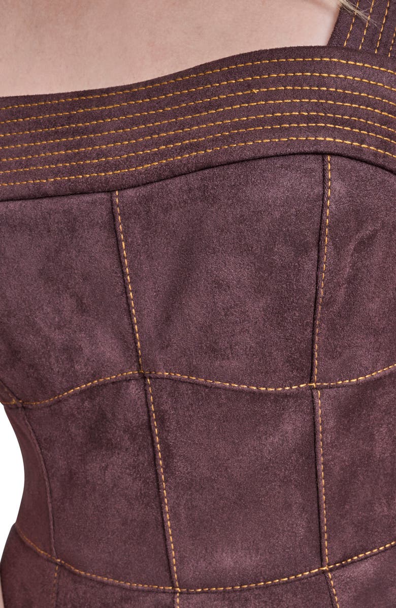 BCBG Flippy Faux Suede A-Line Dress, Alternate, color, Espresso