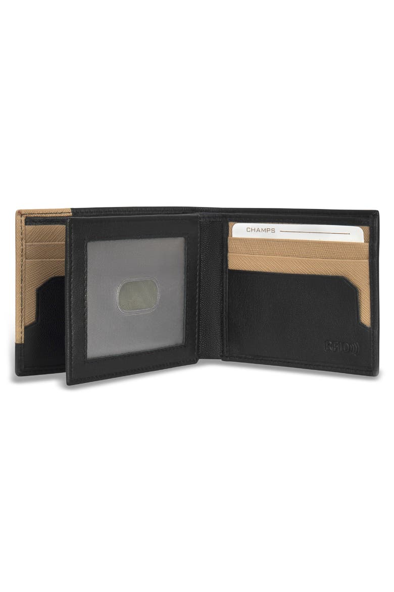 Iconic ID Flap Leather Bifold Wallet, Alternate, color, BLACK/ IVORY