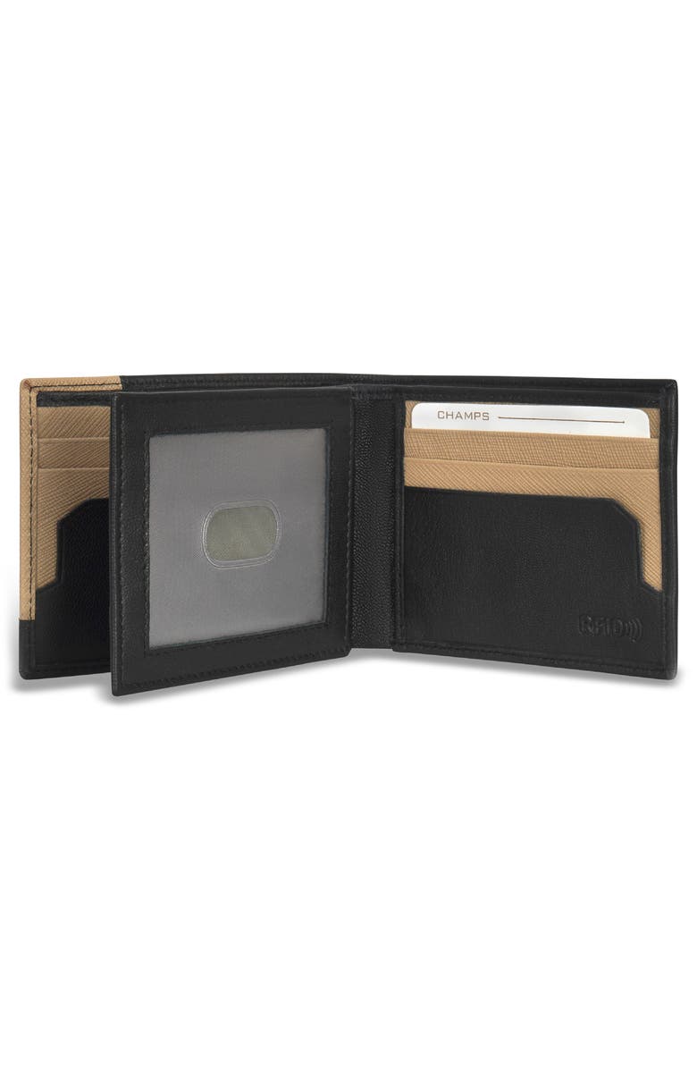 CHAMPS Iconic ID Flap Leather Bifold Wallet, Alternate, color, Black/ Ivory