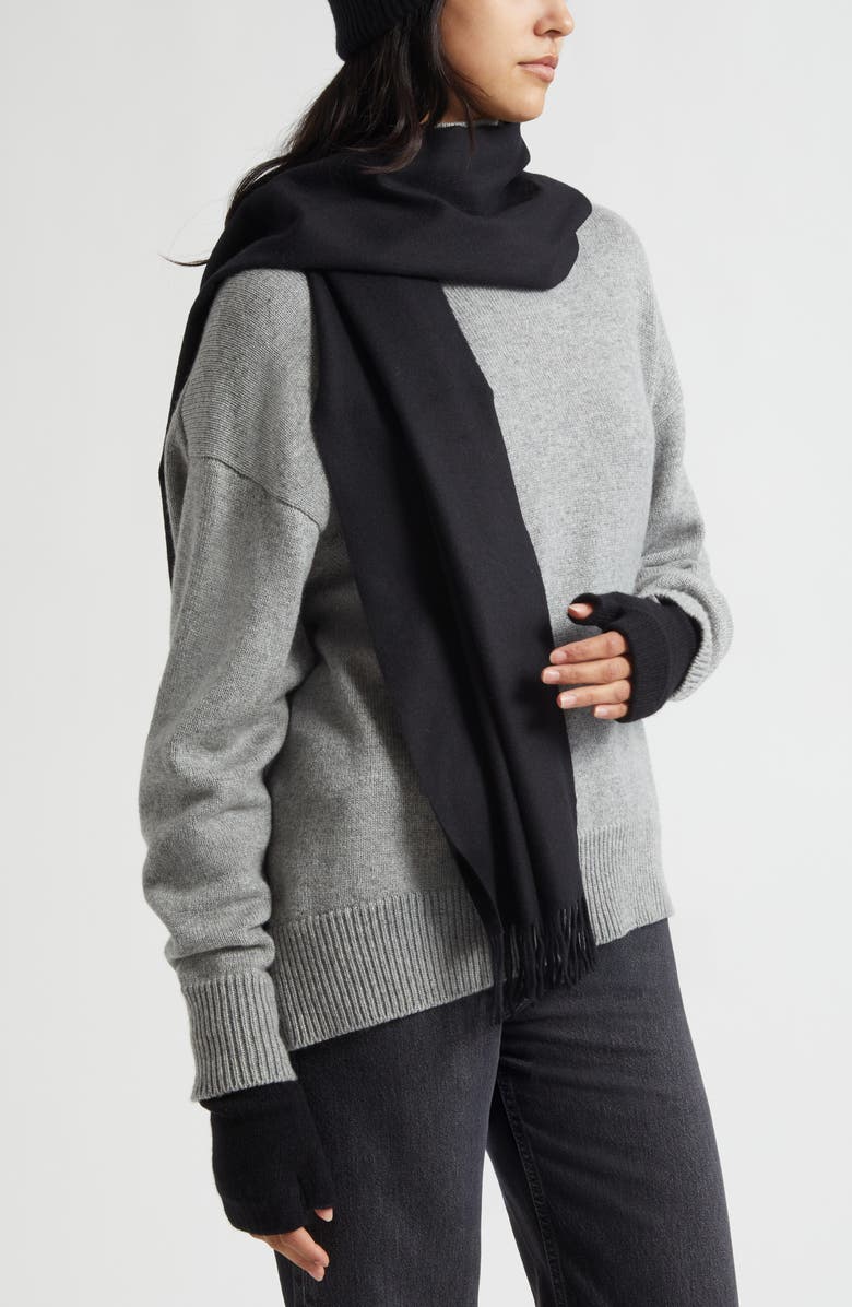 Johnstons of Elgin Cashmere Beanie, Scarf & Fingerless Gloves Set, Alternate, color, Black